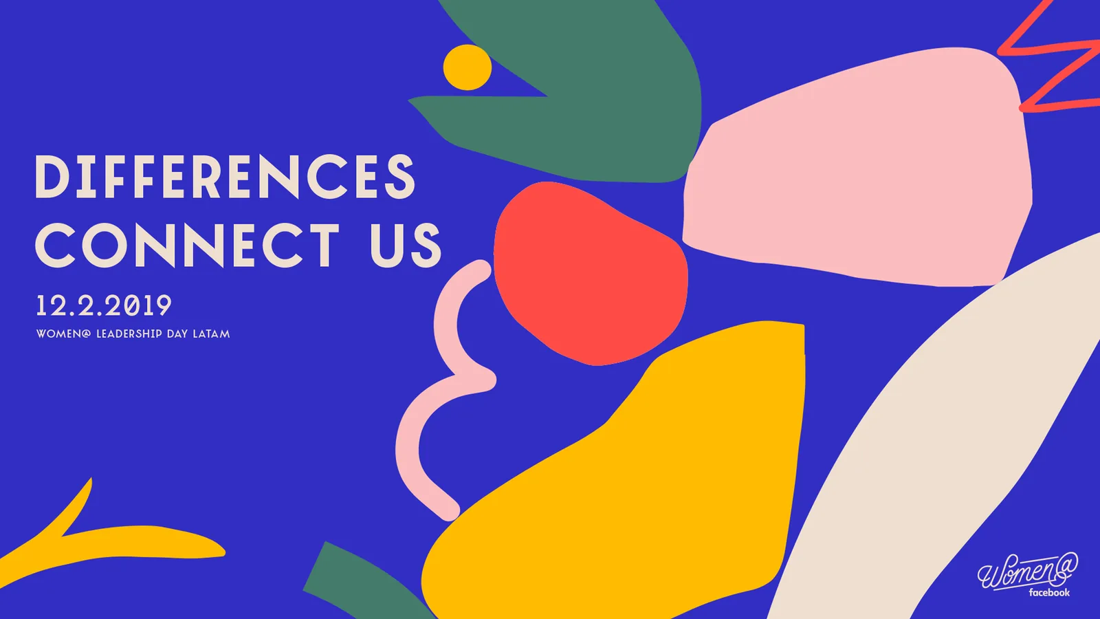Key visual: Differences Connect Us, with organic shapes clustered on the right