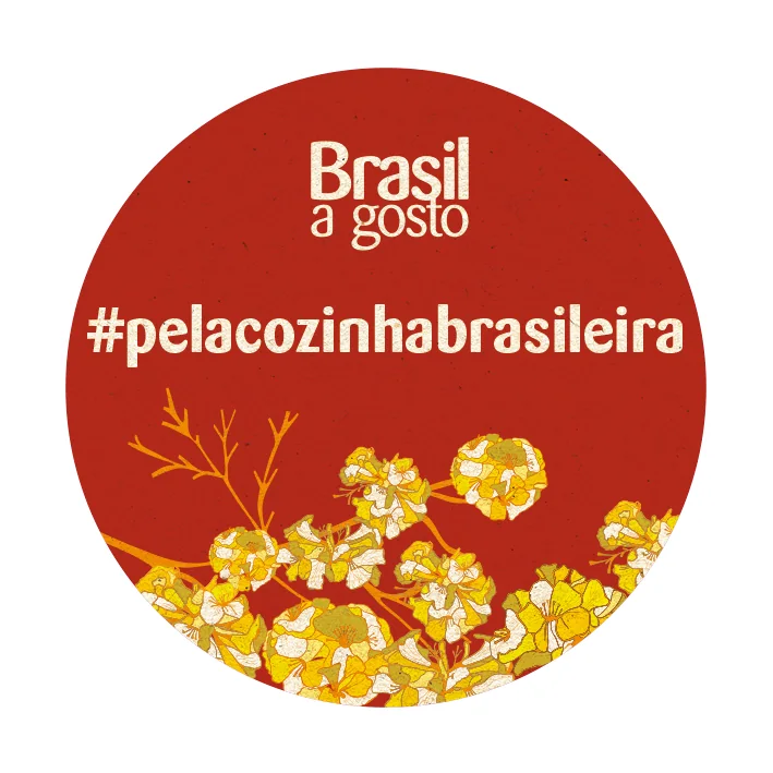 Round #pelacozinhabrasileira sticker with the ipê branch