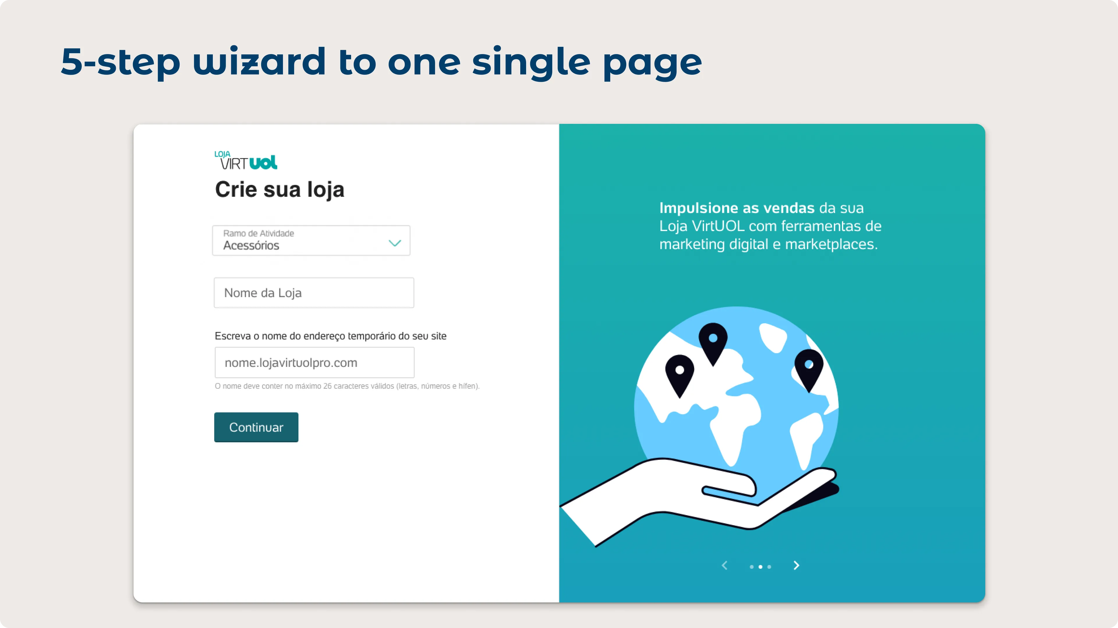 Setup wizard consolidated from 5 screens to one page