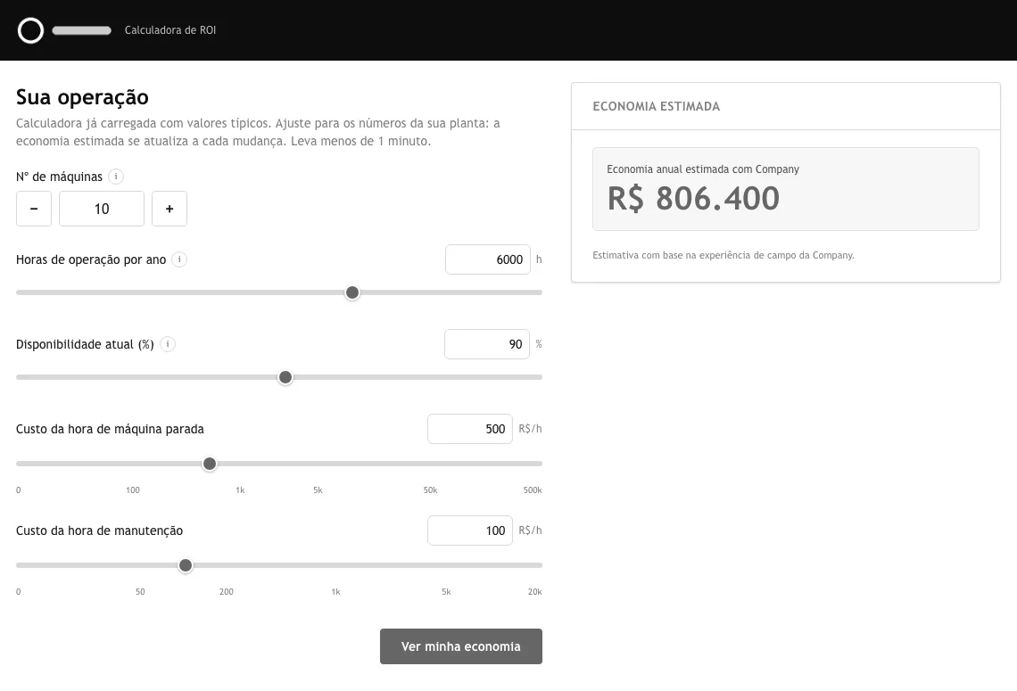 Current calculator, step 1: inputs on the left, estimated annual savings updating live on the right